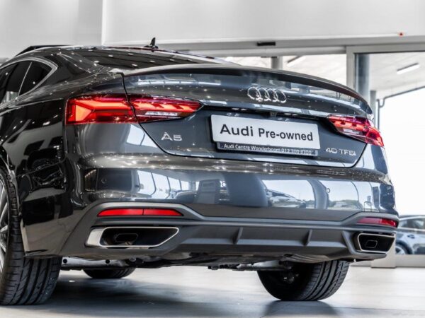 Audi A5 Sportback 40 TFSI in a sleek silver finish, showcasing its modern design and advanced technology features.