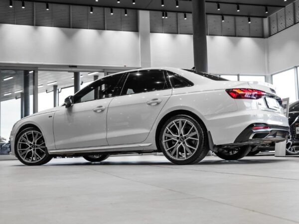 Audi A4 40 TFSI S Line Stronic (B9) in white, showcasing its sleek design and sporty features.