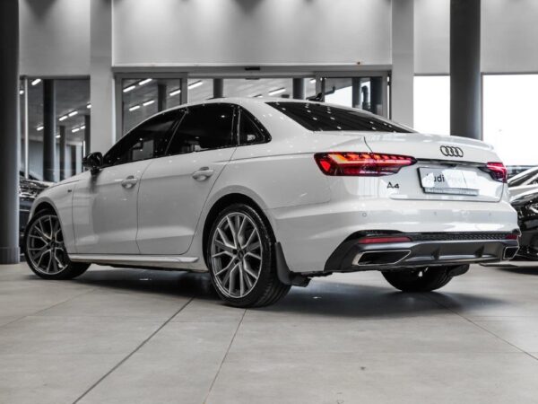 Audi A4 40 TFSI S Line Stronic (B9) in white, showcasing its sleek design and sporty features.